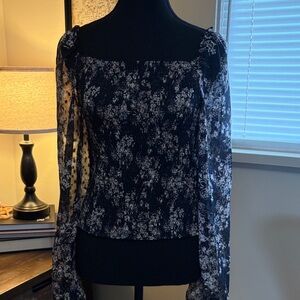 Elegant Navy Floral Women's Top